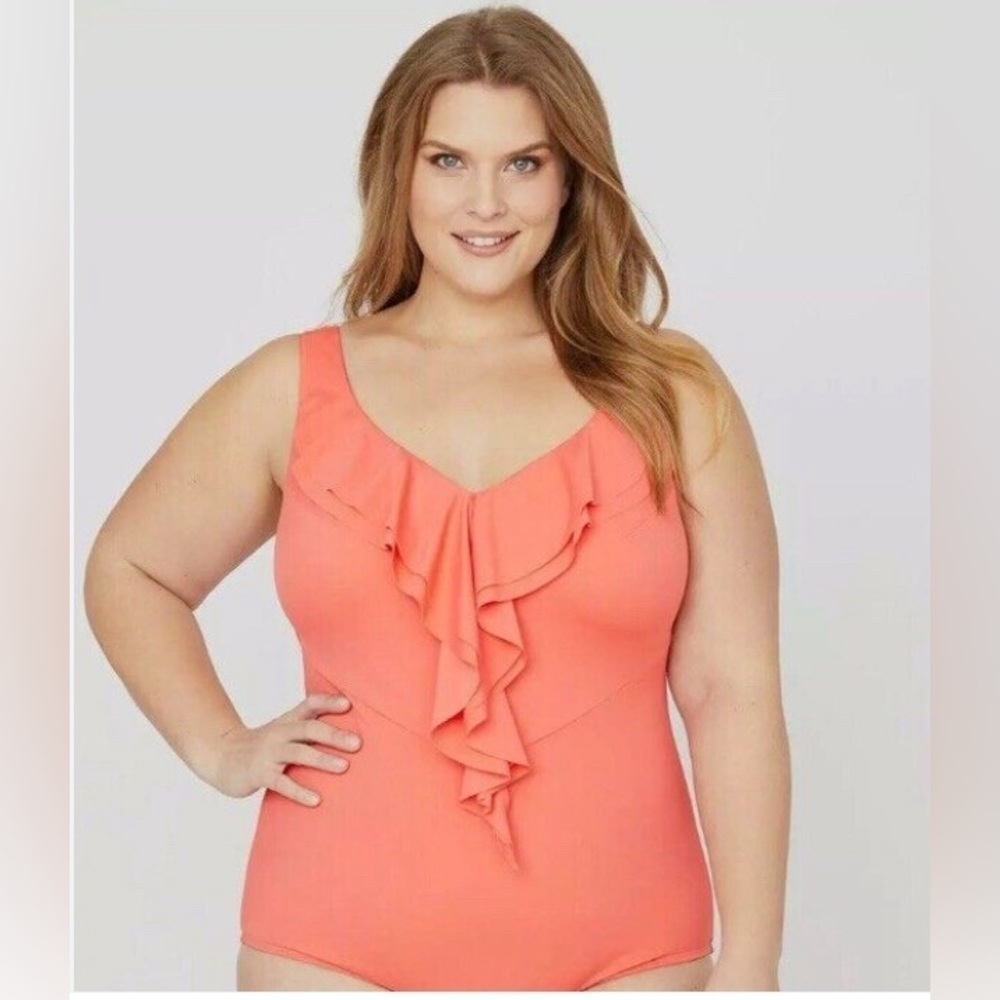 Catherines plus size one‎ piece swimsuit coral size 22W